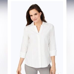 Foxcroft Women’s White Shirt 3/4 Sleeves (NWT) Size:S